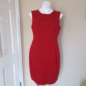 Talbots Petites Sleeveless Career Sheath Red Dress